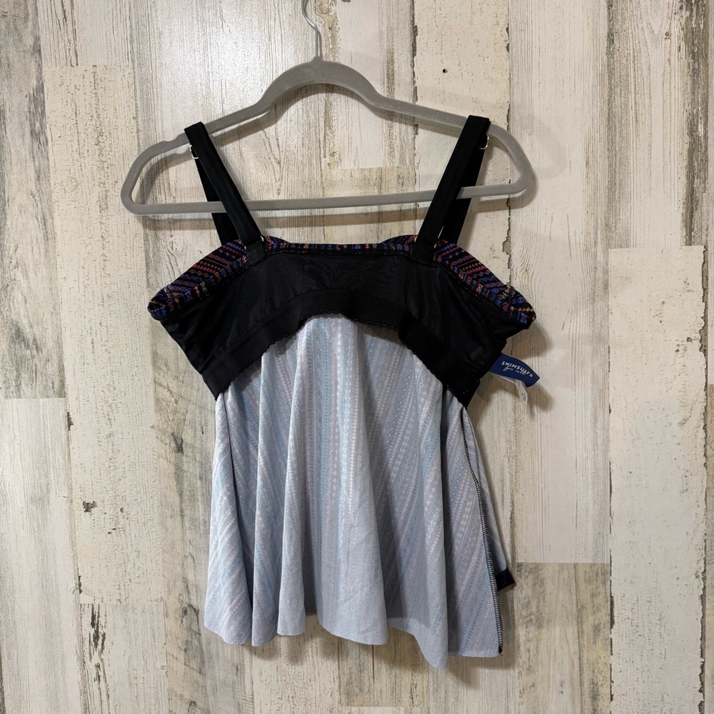 Swimsuits For All Black Striped Multicolor Tankini Swim Top - Picture 7 of 9